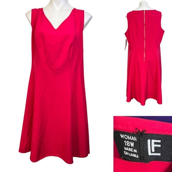 Leslie Fay dress plus size 18w pink sleeveless A-line knee length office church - Picture 1 of 6